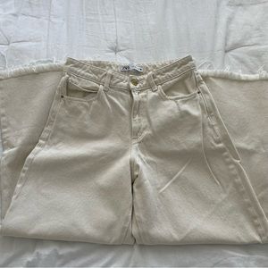 Zara high-waisted, wide leg jean (ivory/cream)